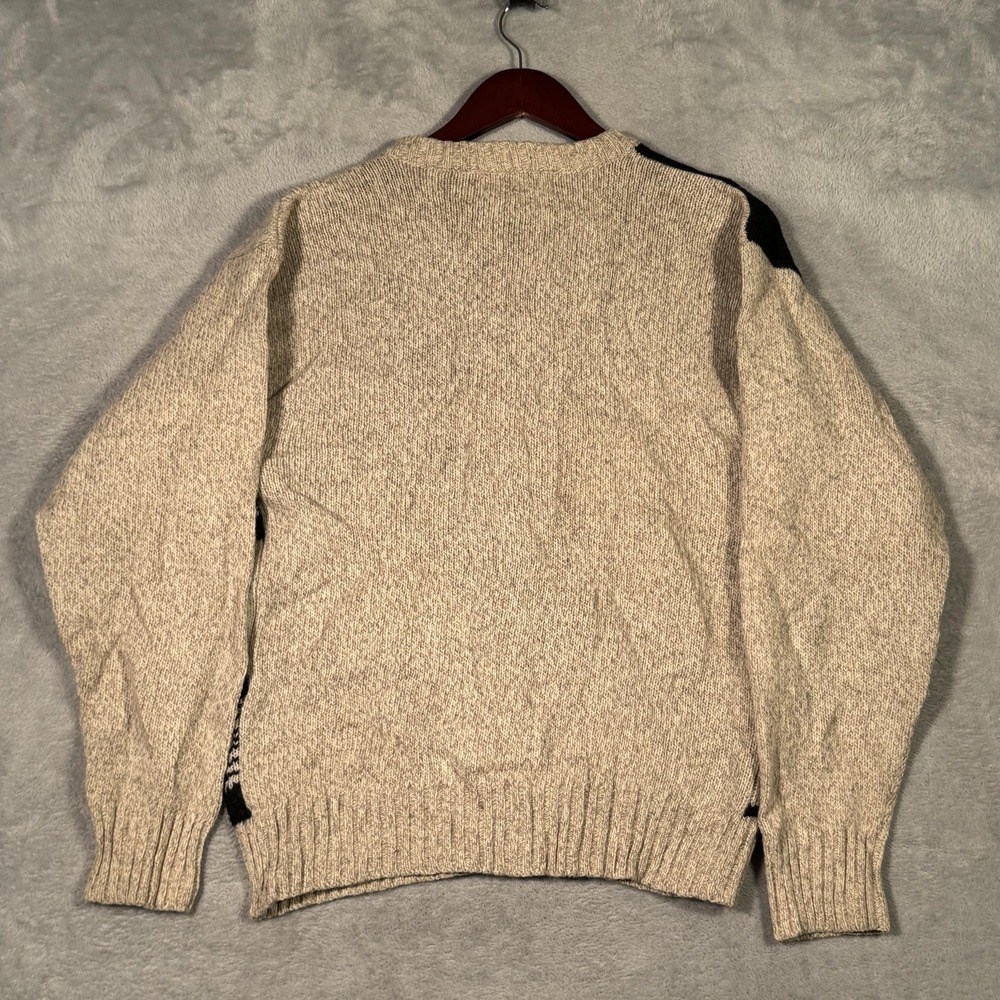 Vintage Eddie Bauer Sweater Womens M Beige Wool Moose Cardigan USA Nordic 80s - Picture 6 of 7
